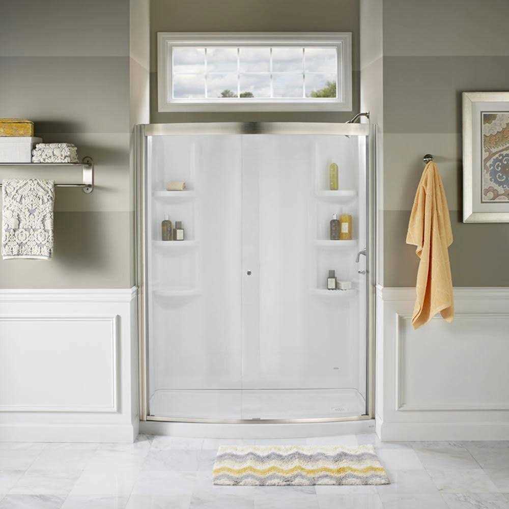 American Standard Ovation 60 in. x 72 in. Framed Sliding Shower Door in Satin Nickel and Clear Glass - Cheap Fitting
