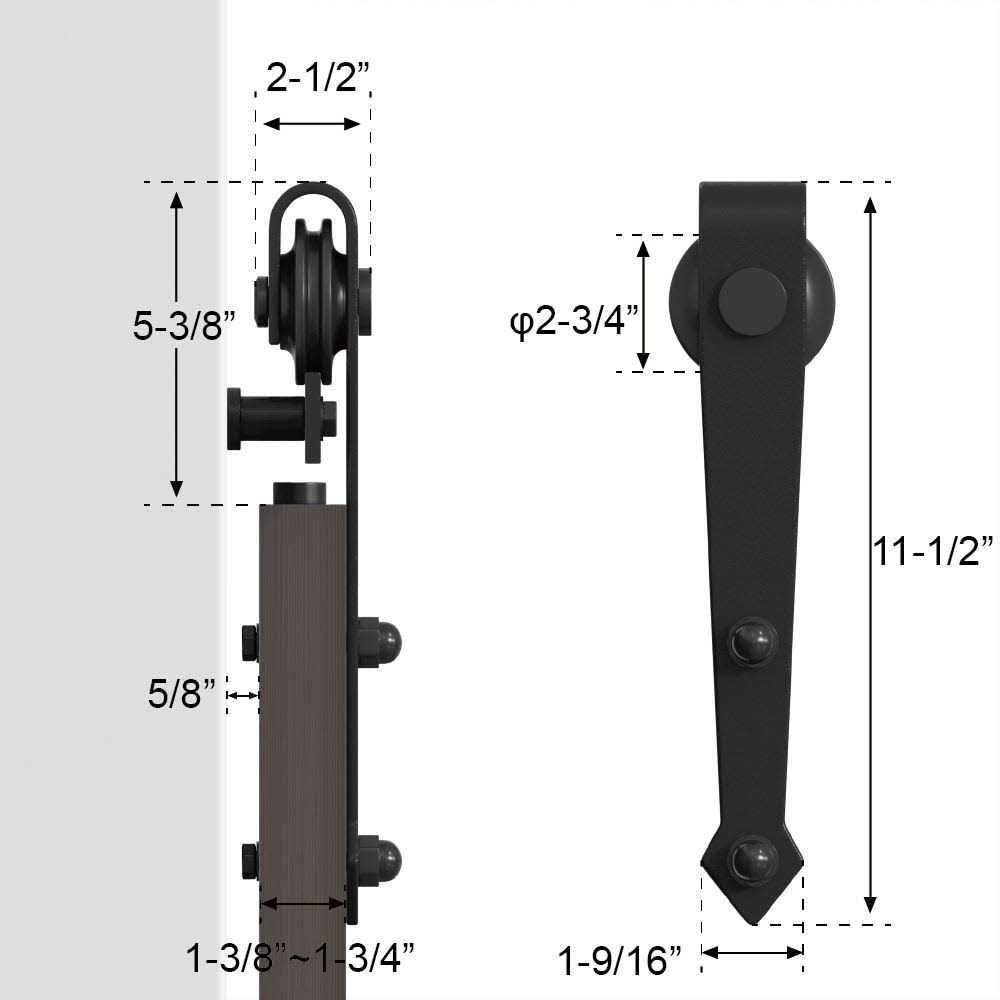 winsoon 4 ft. Black Heavy-Duty Steel Rolling Barn Door Hardware Kit for Single Wood Door with Non-Routed Floor Guide - Cheap Fitting