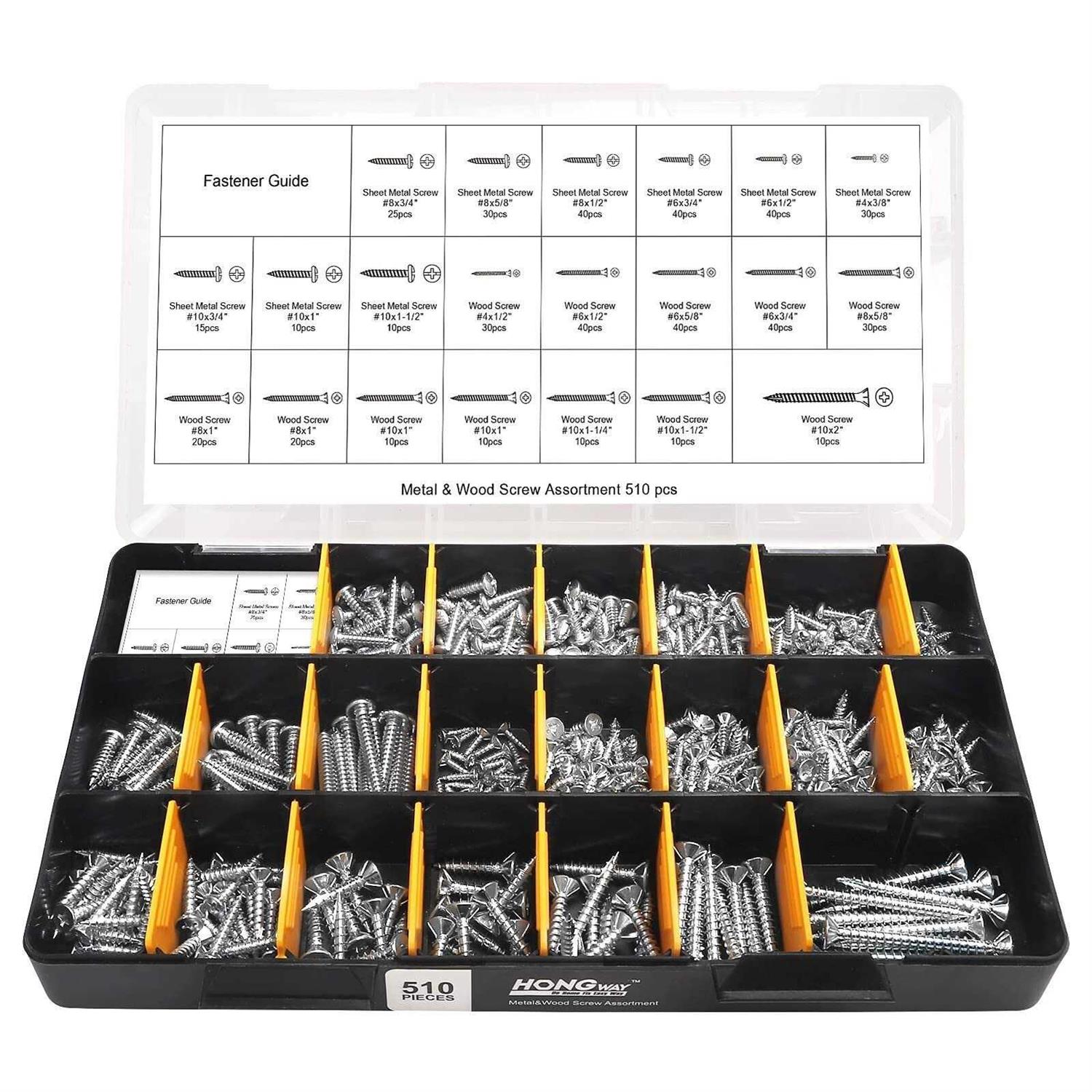 Hardware Assortment Kit with 64 Sizes Of Bolts, Nuts, and Washers From Hongway - Cheap Fitting