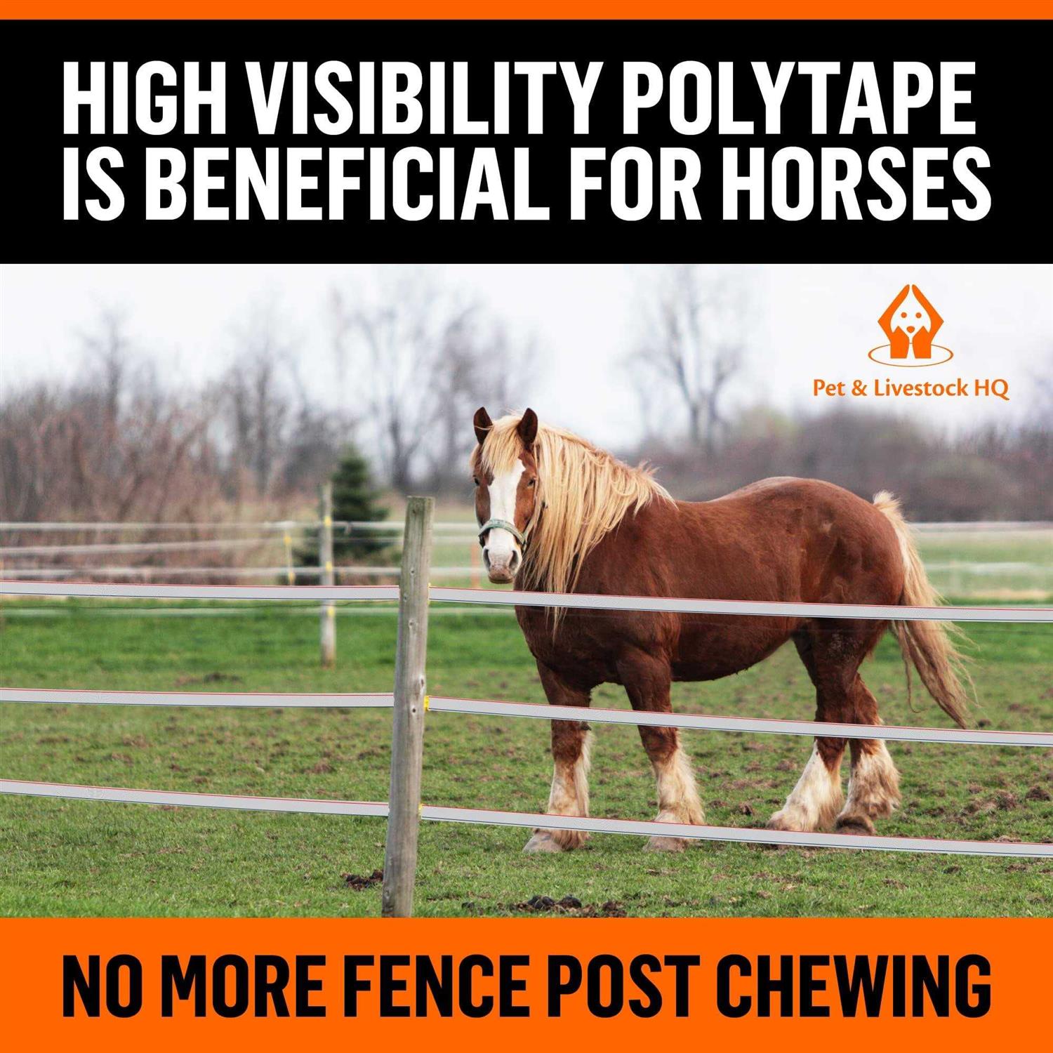 Pet & Livestock HQ Electric Fence Tape for Livestock Polytape Fencing Hot Wire with High Visibility - Cheap Fitting