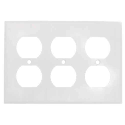 Leviton 88030 3 Gang White Duplex Receptacle Plate - Cheap Fitting