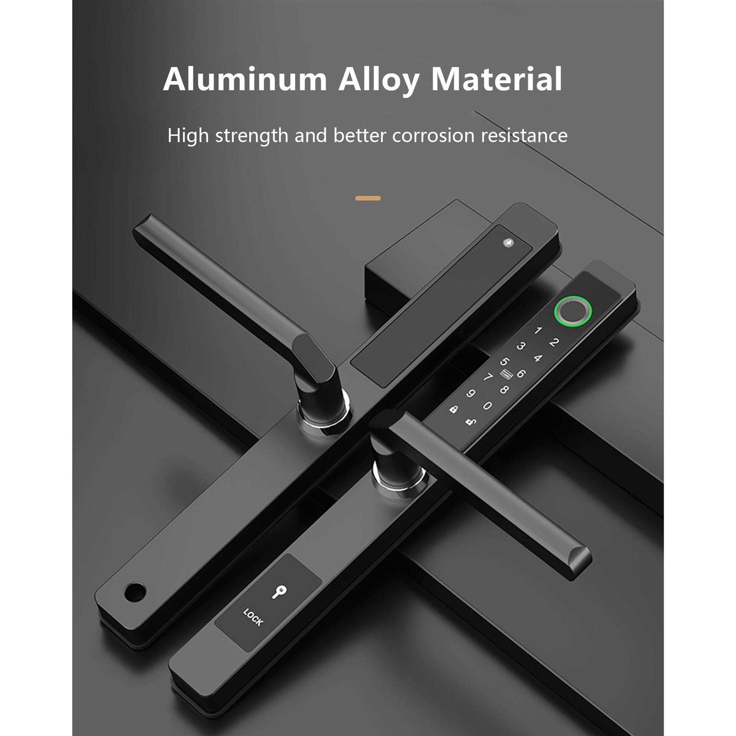 Jacchozhi Slim Smart Lock for Sliding Glass Door Waterproof Keyless Smart Mortise Lock with Hook,WiFi Bluetooth Digital Keypad Aluminum Fingerprint - Cheap Fitting