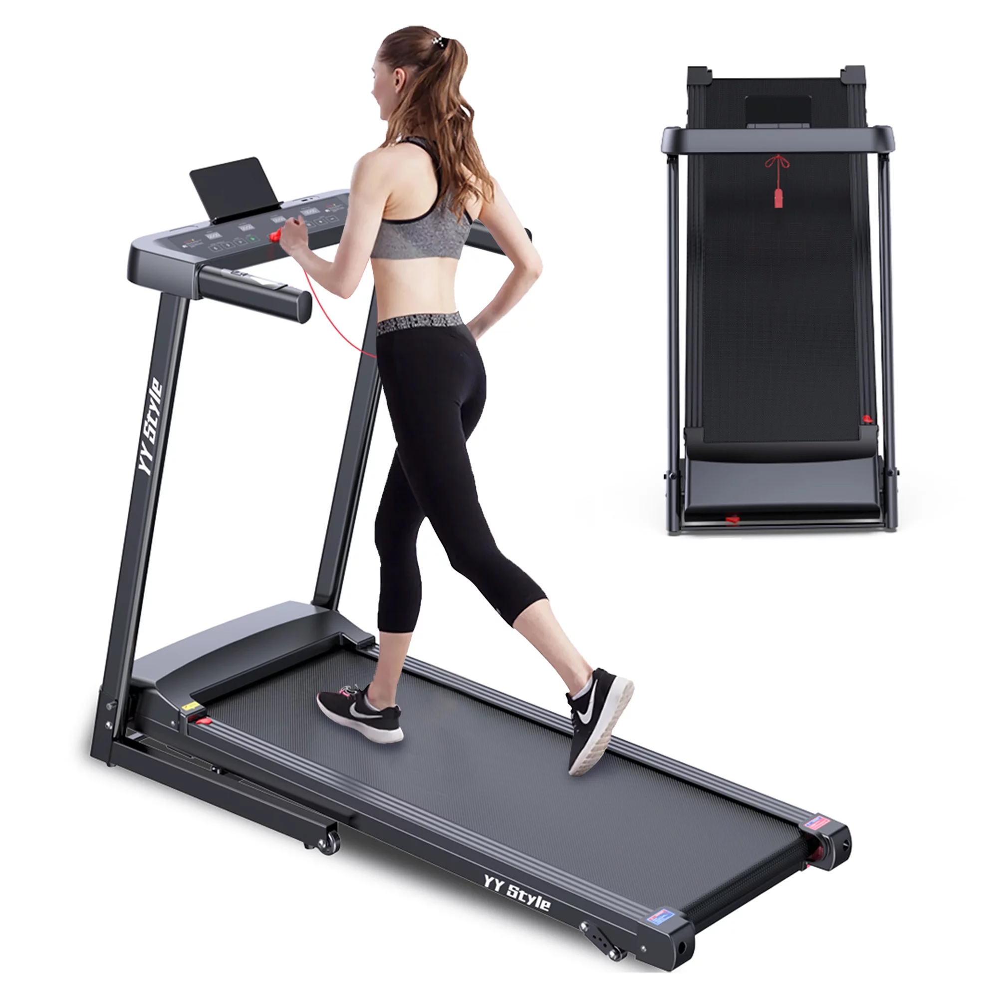 Folding Electric Treadmill Motorized Running Machine with Bluetooth Speaker 12 Perset Programs Walking Jogging Treadmill for Office Home Gym,Max Wight 300lb - Cheap Fitting