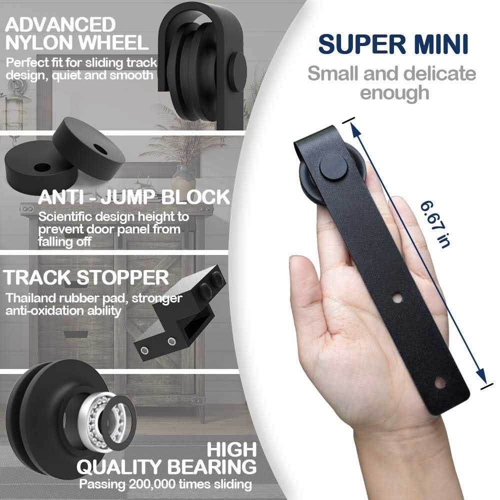 Hahaemall Heavy Duty Metal Steel Black Super Mini Sliding Barn Door Hardware Track Roller Kit Hanging TV Stand Cabinet System - Cheap Fitting