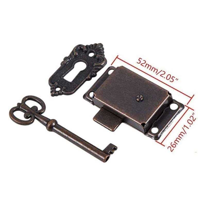 2 Pack Retro Cabinet Cupboard Jewelry Box Decorative Lock Case Box Lock with Key - Cheap Fitting