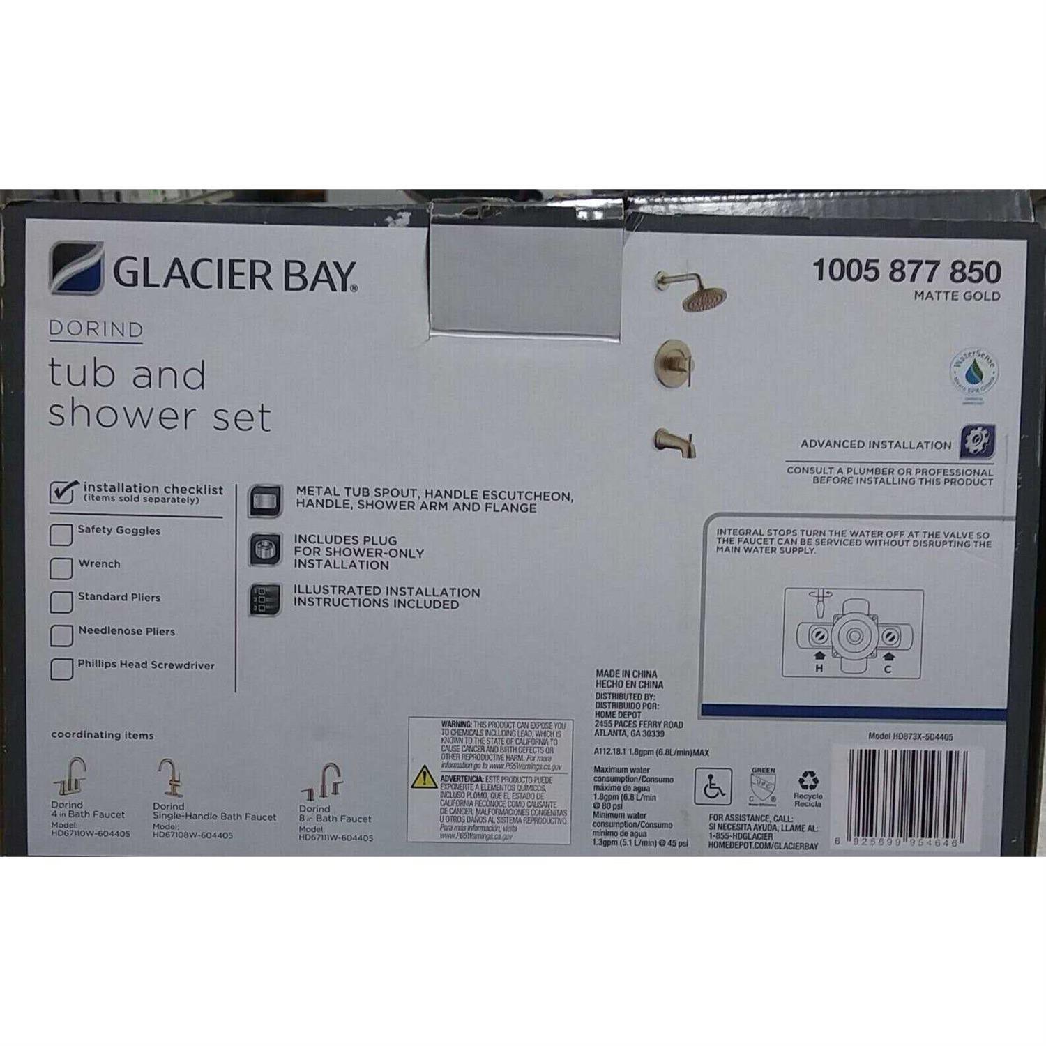 Glacier Bay 1005877850 Dorind Single-Handle 1-Spray Tub and Shower Faucet in Matte Gold - Cheap Fitting