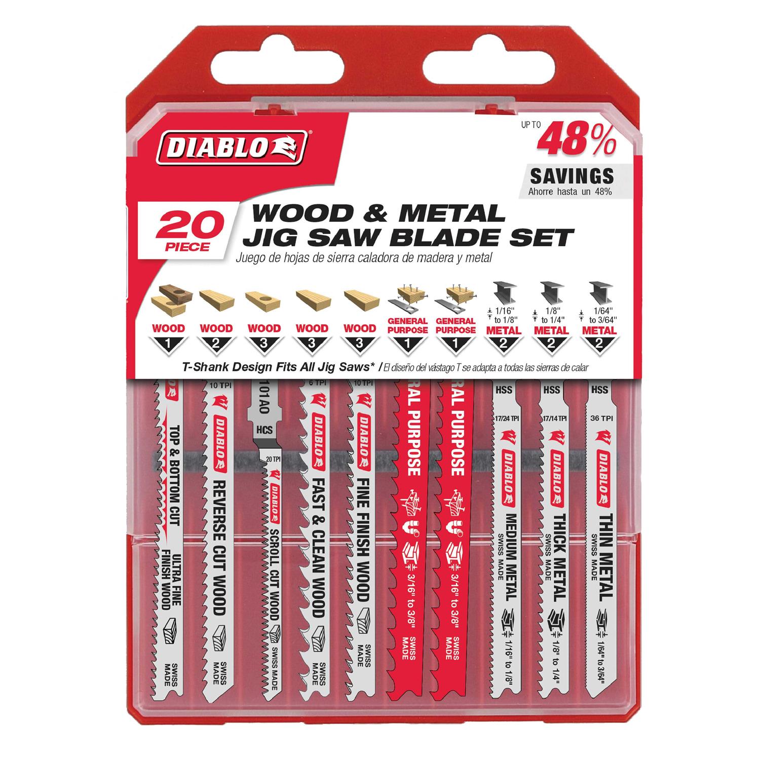 Diablo T-Shank Jig Saw Blade Set DJT20S - Cheap Fitting