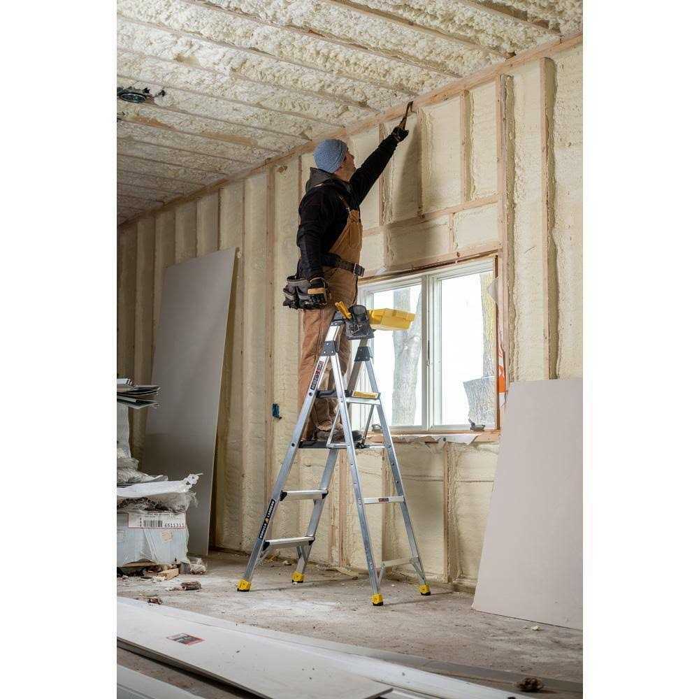 Gorilla Ladders 5.5 ft. Aluminum Dual Platform Heavy-Duty Ladder with Project Bucket - Cheap Fitting