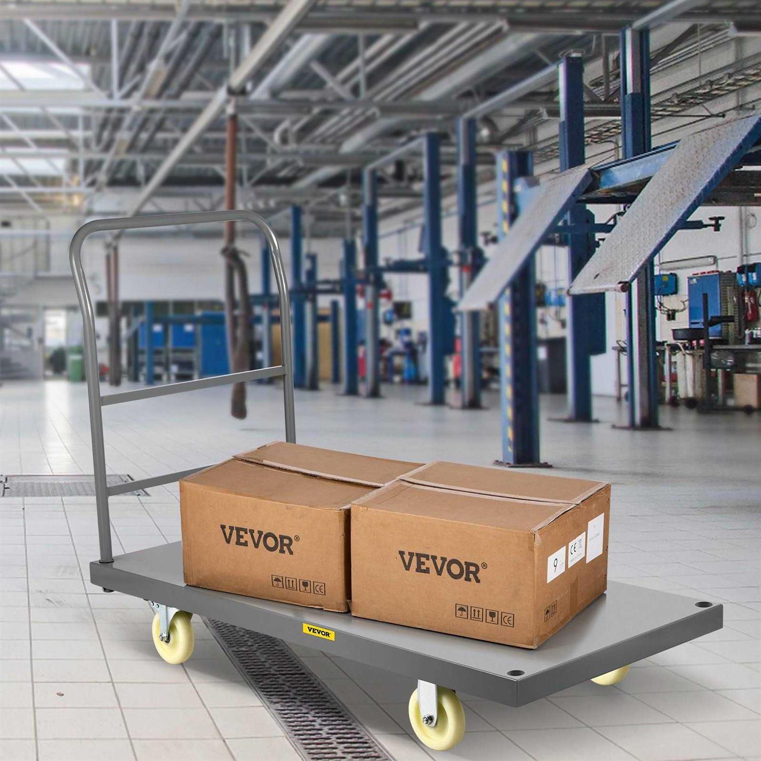 VEVOR Platform Truck 2000 lbs Capacity 47 x 24 x 32 Flatbed Cart Hand Truck - Cheap Fitting