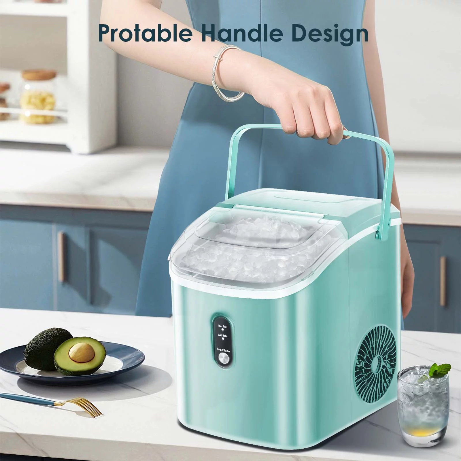 Auseo Nugget Ice Maker Countertop, 33lbs/24H, Self-Cleaning Function, Portable Ice Machine for Home/Office/Party- (Gray) - Cheap Fitting