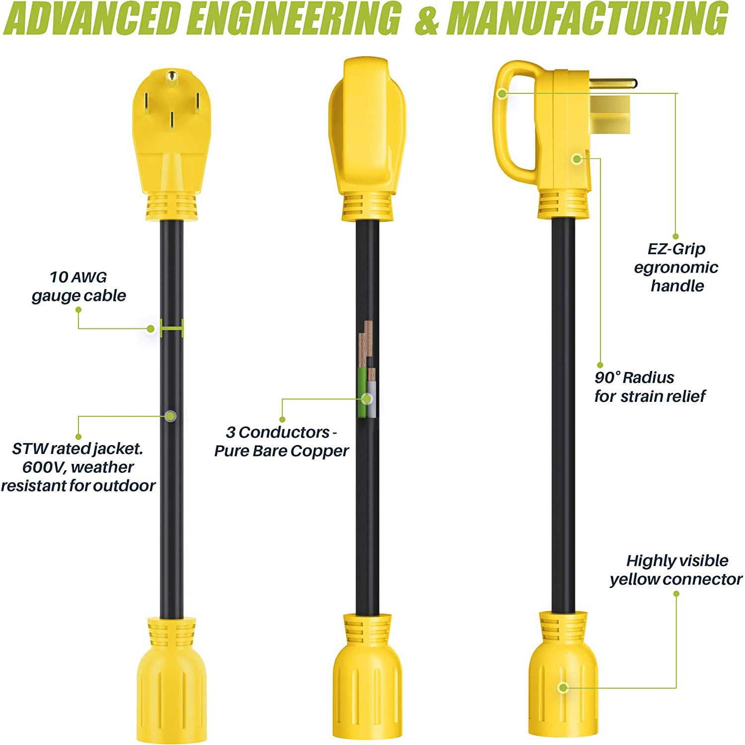 GearIT 50 Amp to 30 Amp 4-Prongs Locking Generator Transfer Switch Adapter Cord - Cheap Fitting