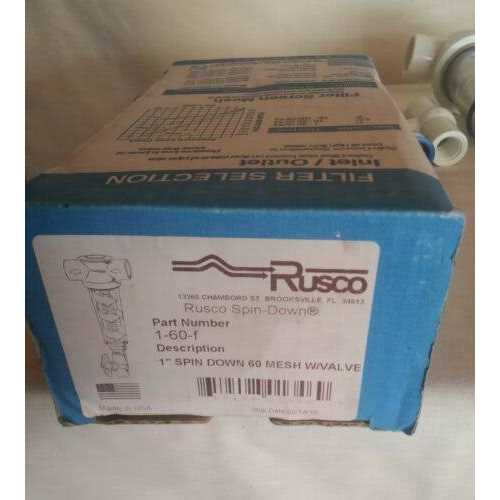 Rusco 1-60SS-F Stainless Steel Screen Spin-Down Filter System - Cheap Fitting