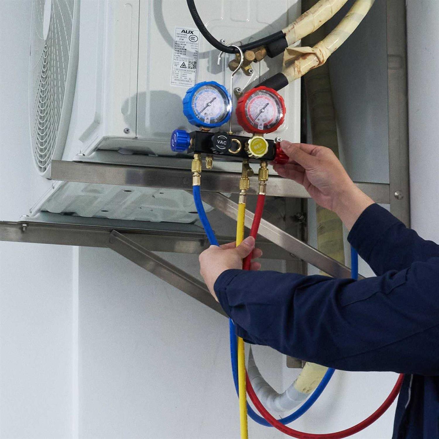 VEVOR 4 Way AC Gauge AC Manifold Gauge Set for R134A R22 R12 R410A Refrigerant - Cheap Fitting