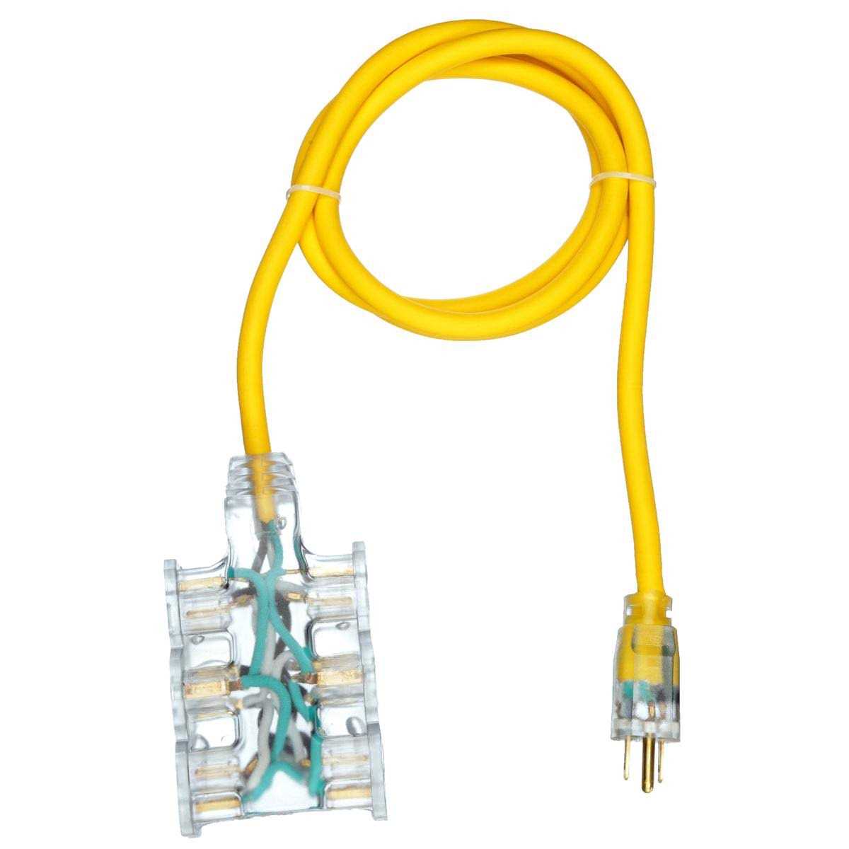 Power First 4GAD5 6ft. 12/3 6-Outlet Lighted Extension Cord SJTOW - Cheap Fitting