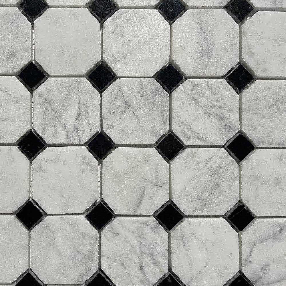 Marble Online Carrara Marble Octagon Mosaic Tile White - Cheap Fitting
