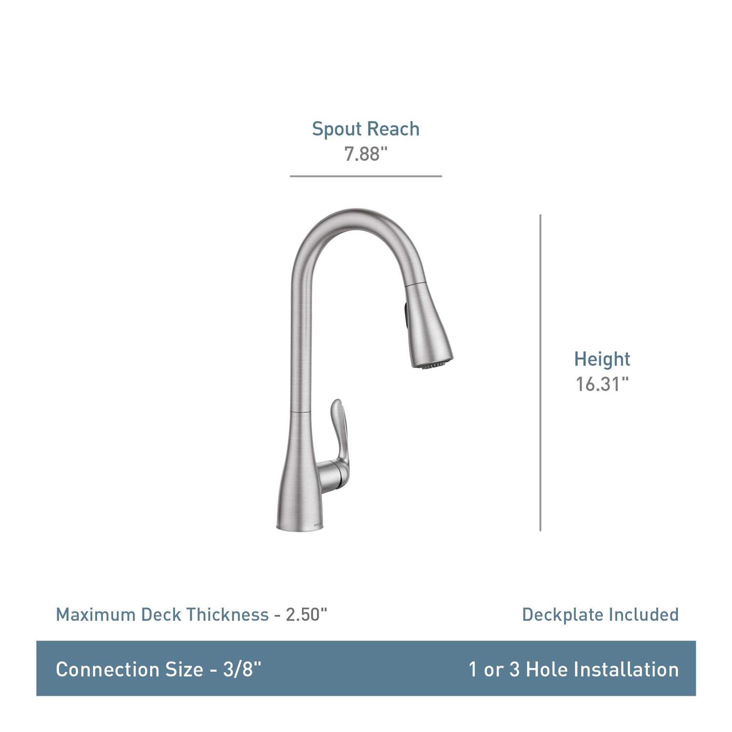 Moen Georgene Matte Black Single Handle High-arc Kitchen Faucet with Deck Plate 87912BL - Cheap Fitting