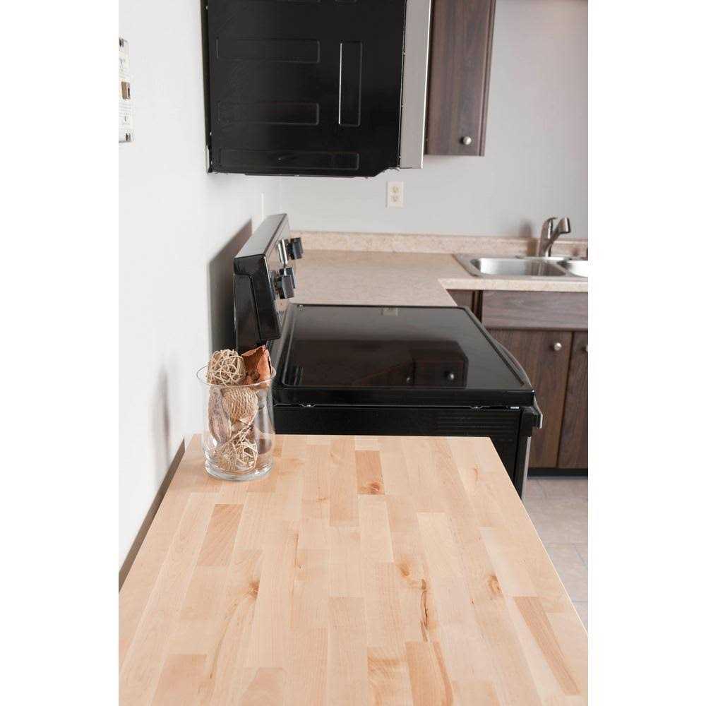 Hardwood Reflections Birch 4 ft. L x 20 in. D x 1.25 in. T Butcher Block Bar Countertop in Clear UV Stain - Cheap Fitting