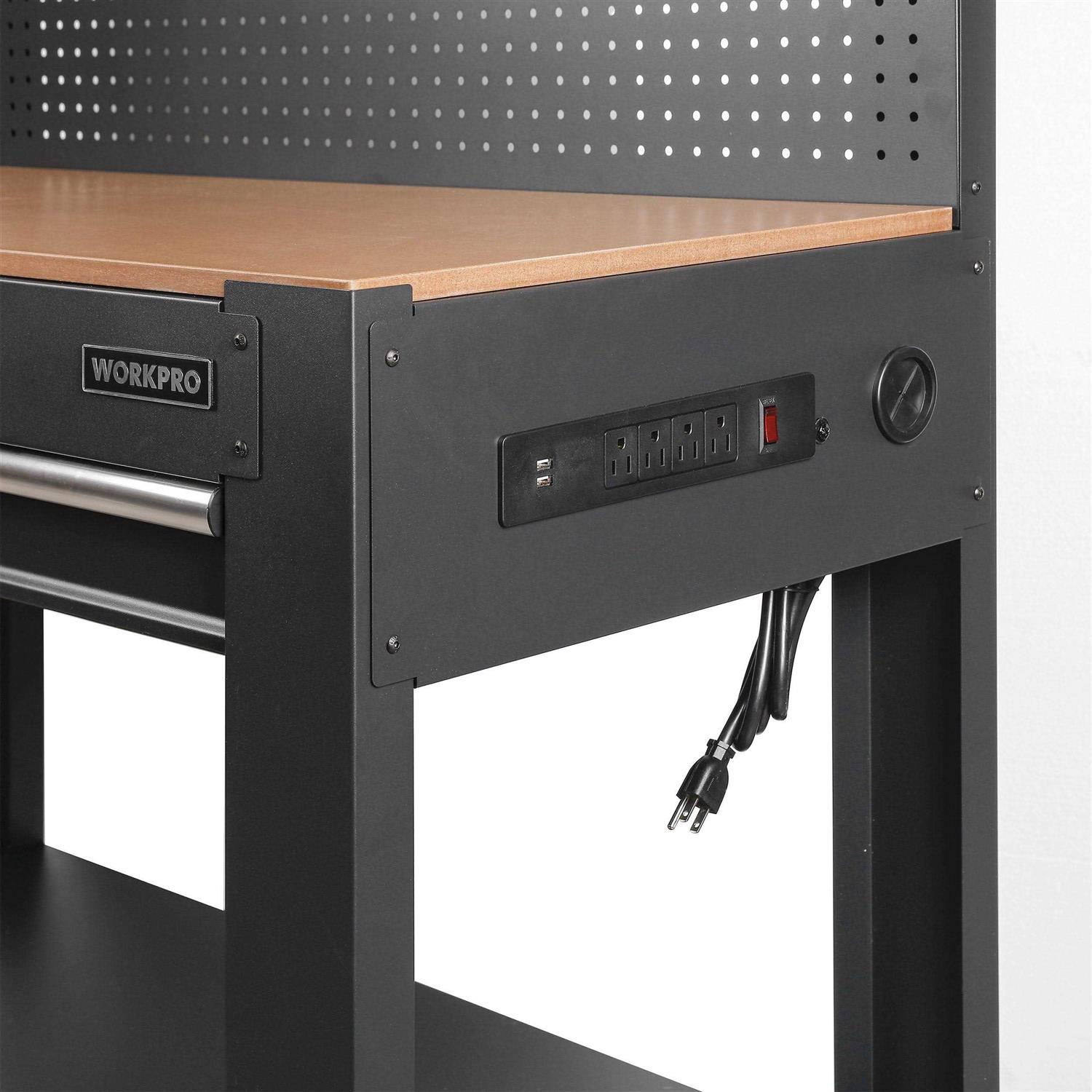 Workpro 45-in Multipurpose Workbench with LED Light & Power Strip - Cheap Fitting