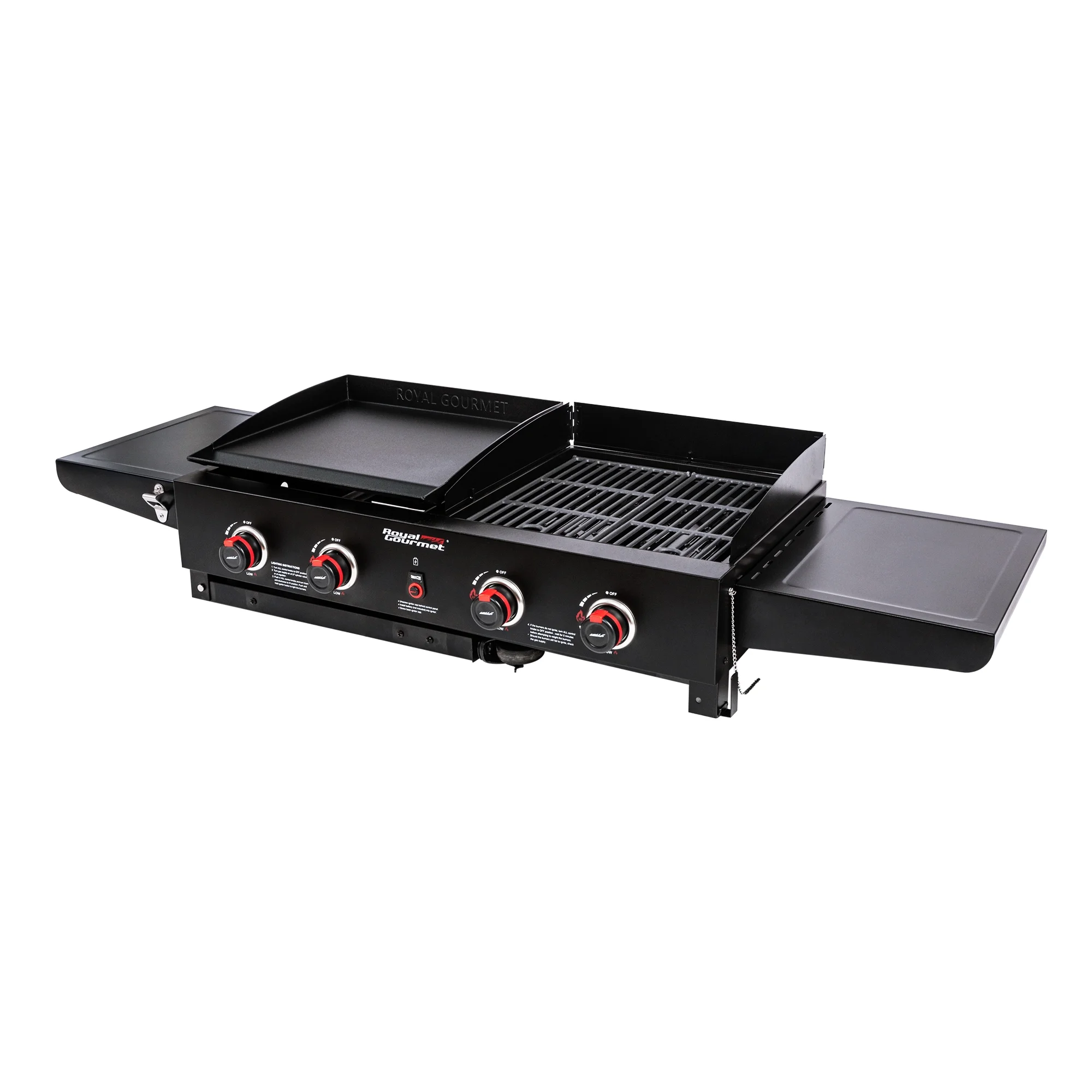 Royal Gourmet 4-Burner GD402 Portable Flat Top Gas Grill and Griddle Combo with Folding Legs, 48,000 BTU, Black - Cheap Fitting