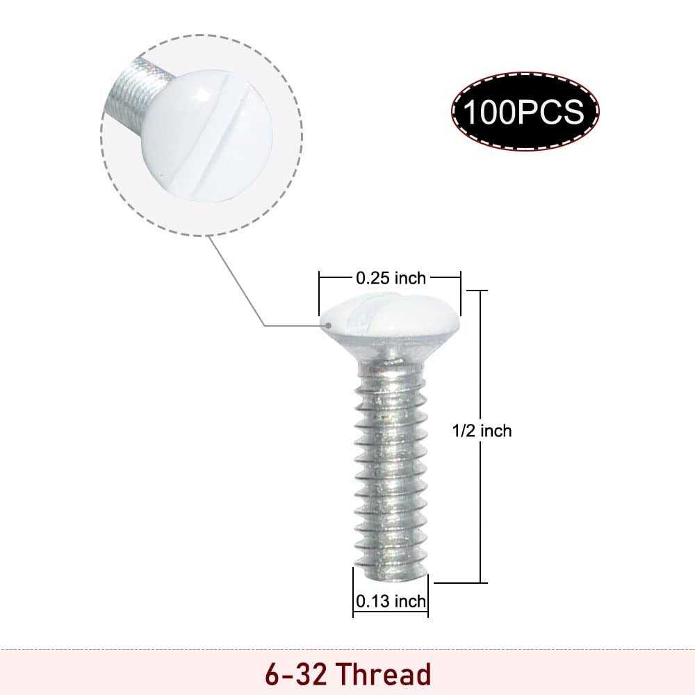 JunLiWei Wall Plate Screws 100 pcs White Outlet Screws 1/2 Long 6-32 Thread Light Electrical Cover Panel Switch Plate Screws - Cheap Fitting