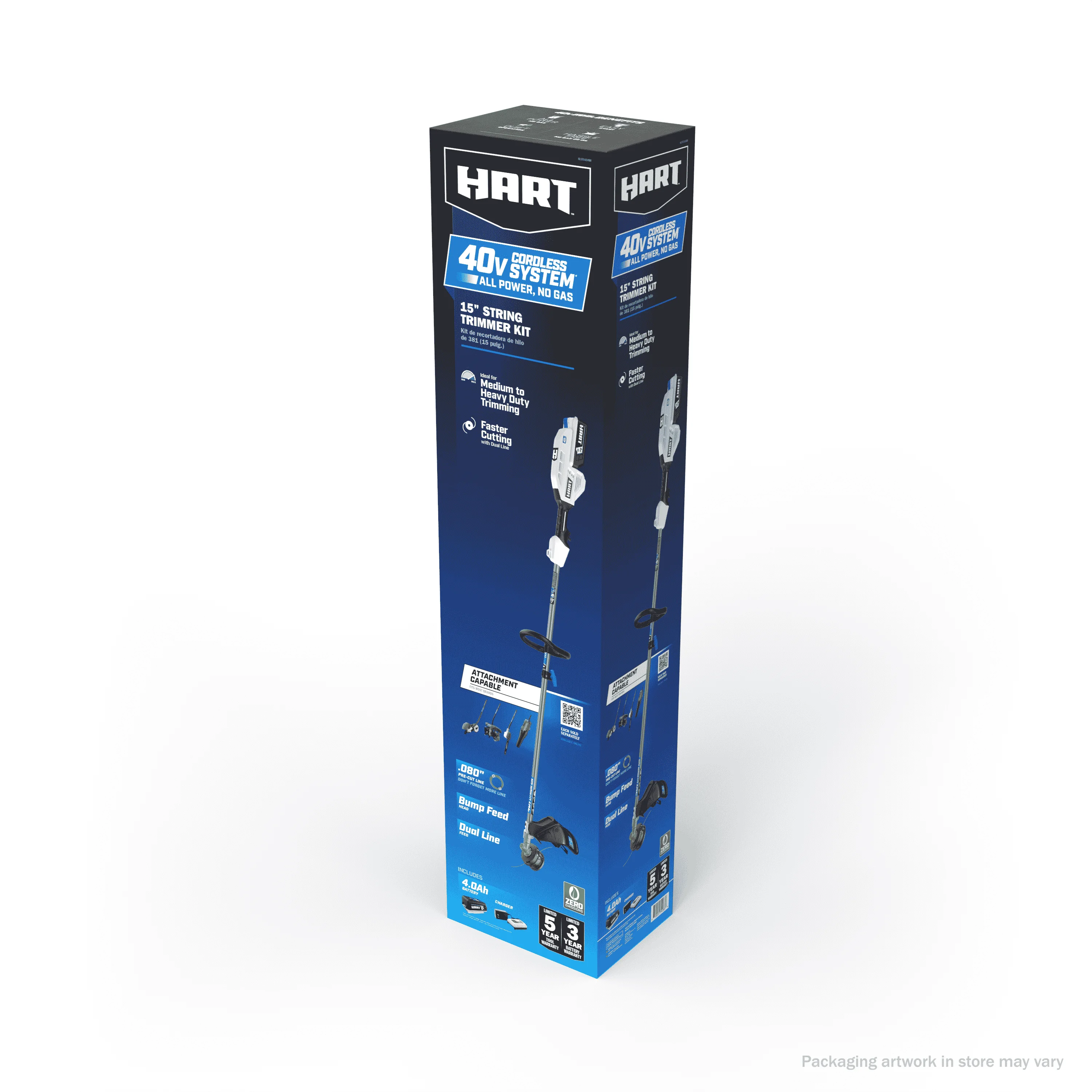 HART 40-Volt Cordless Attachment Capable 15-inch String Trimmer Kit, (1) 4.0Ah Lithium-Ion Battery - Cheap Fitting