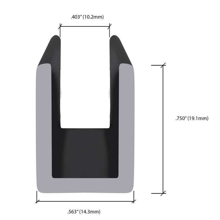 Brixwell Matte Black 3/8 inch Fixed Panel Shower Door Deep U-Channel - Cheap Fitting