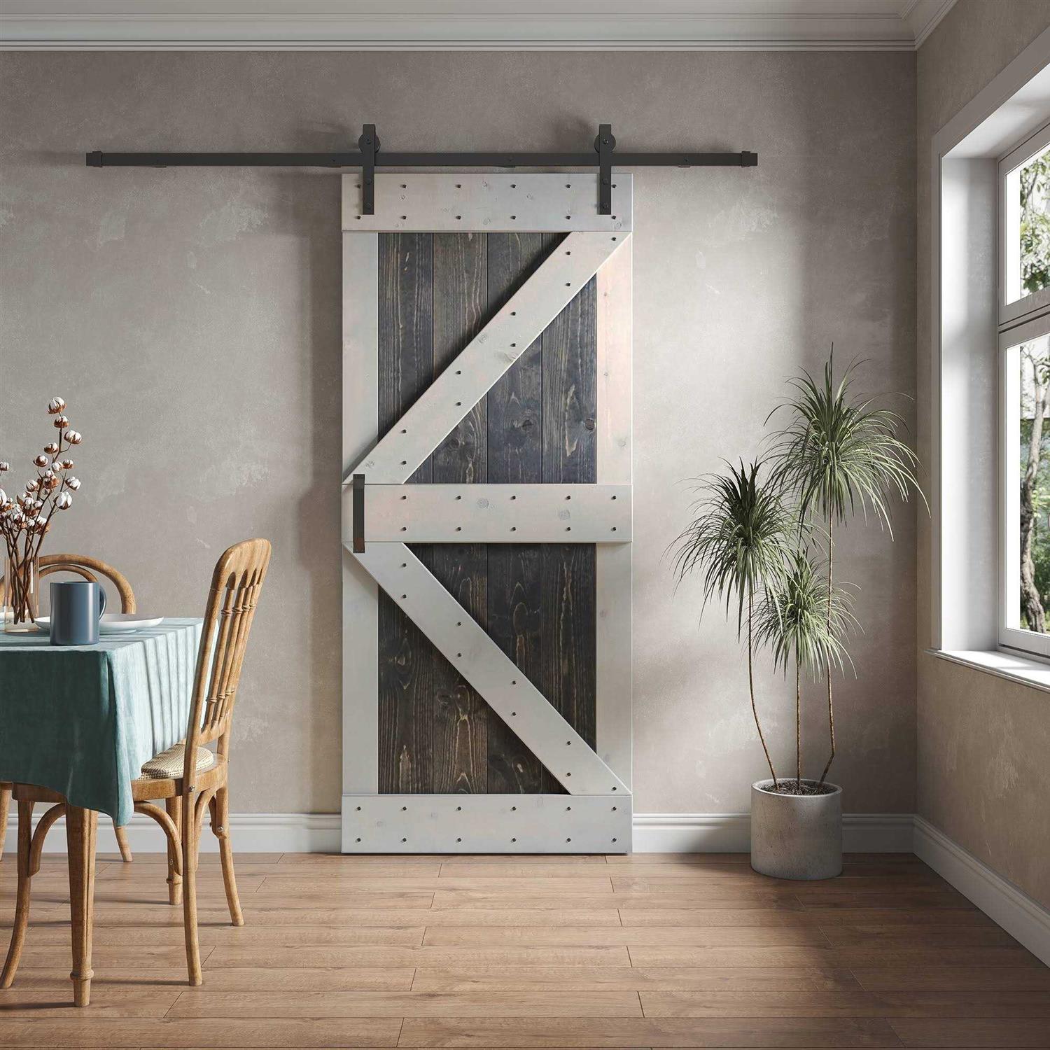 Coast Sequoia 84in K Series Multi-Color Pine Wood Sliding Barn Door with Hardware Kit - Cheap Fitting