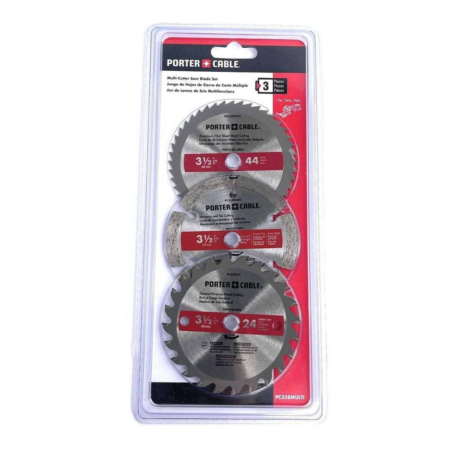 Porter Cable PC338MULTI 3 pack Circular Saw Blades 3-1/2 - Cheap Fitting