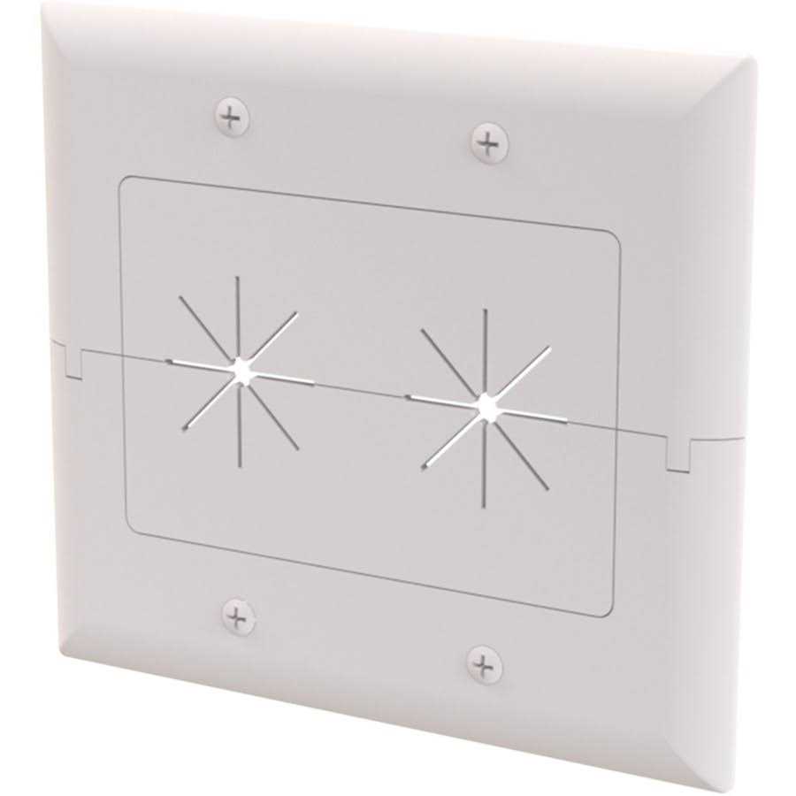 Datacomm Electronics 45-0027-WH 2-Gang Split Plate with Flexible Opening - Cheap Fitting