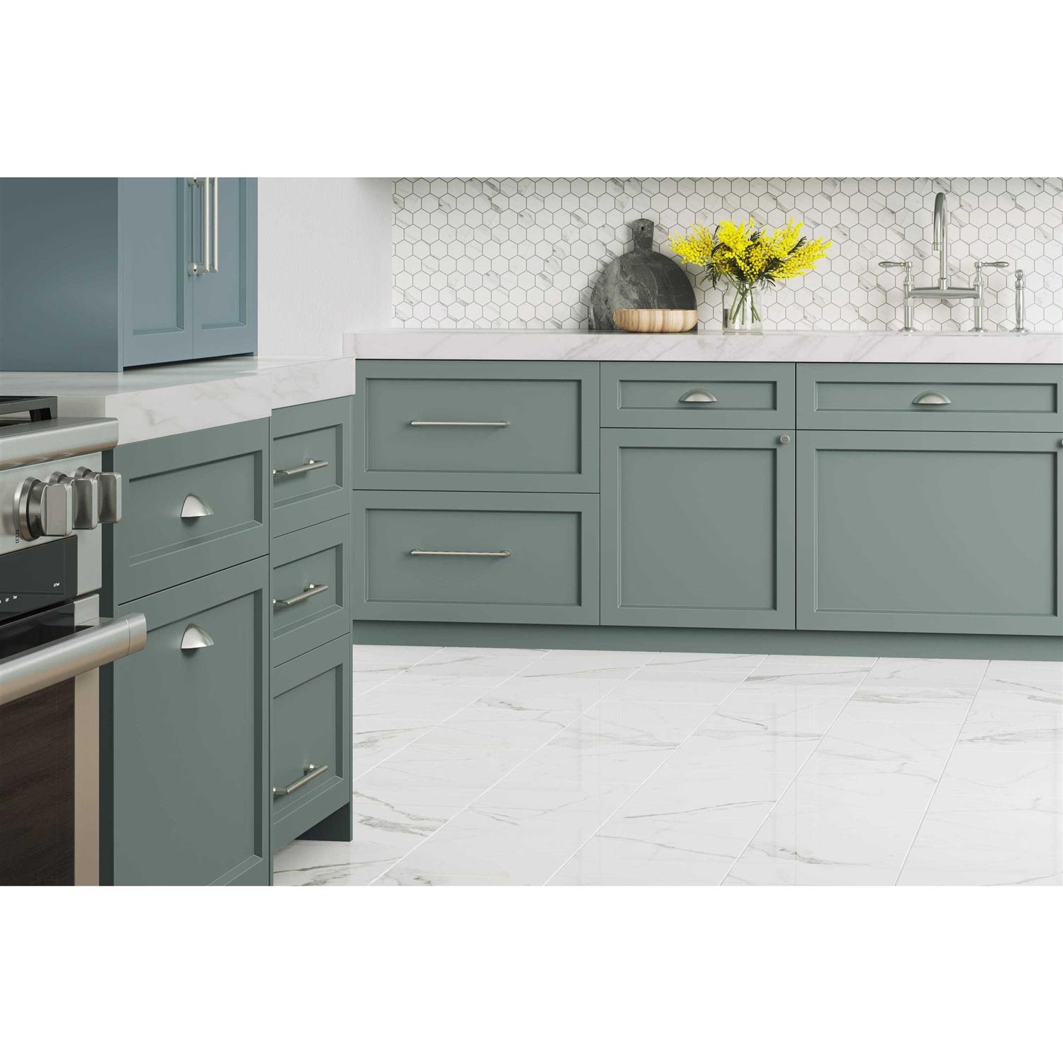 Satori Statuario 12-in x 24-in Polished Porcelain Marble Look Floor and Wall Tile 1001 - Cheap Fitting