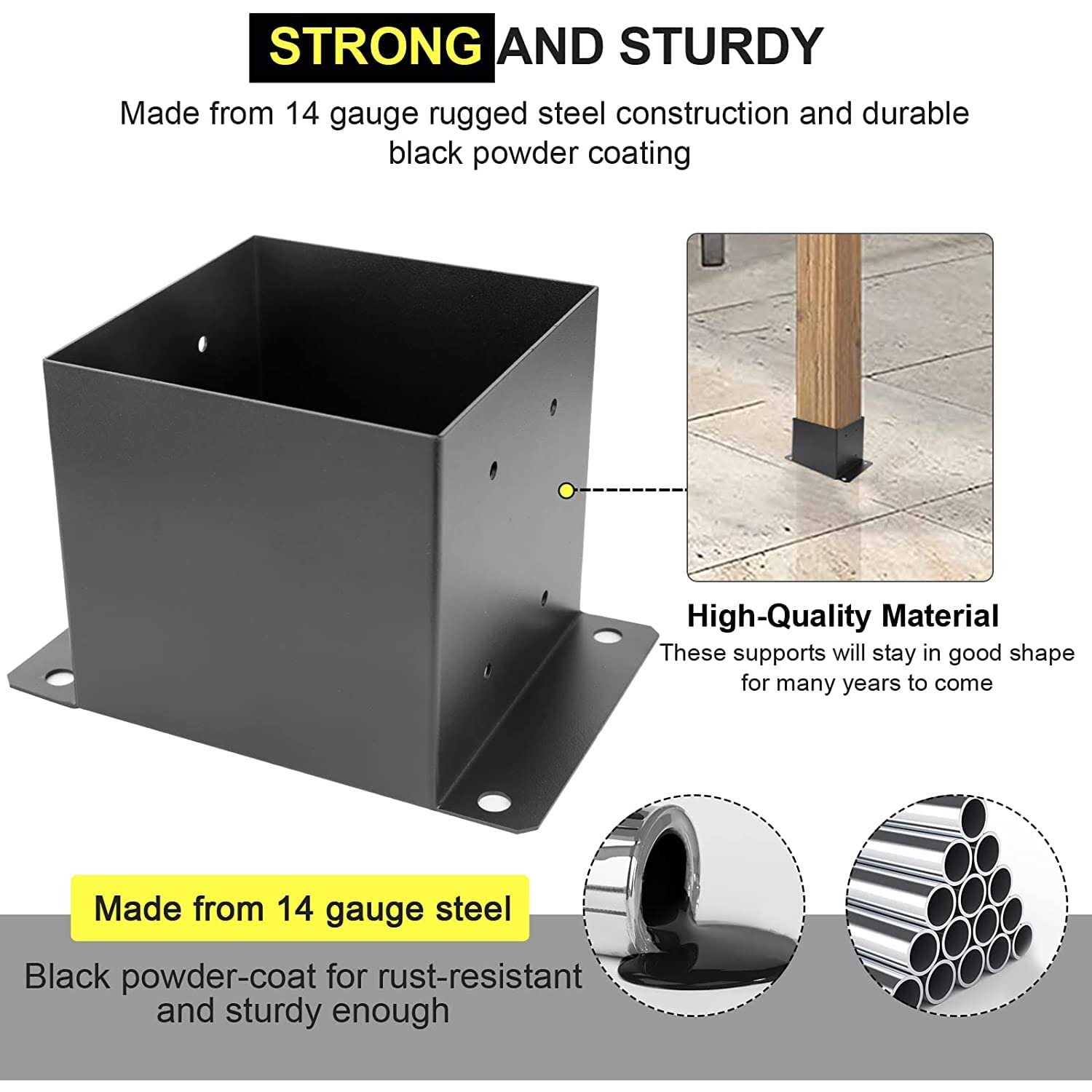 6X 6 Post Base Inner Size 5.6×5.6Deck Post Base,Heavy Duty Metal - Cheap Fitting
