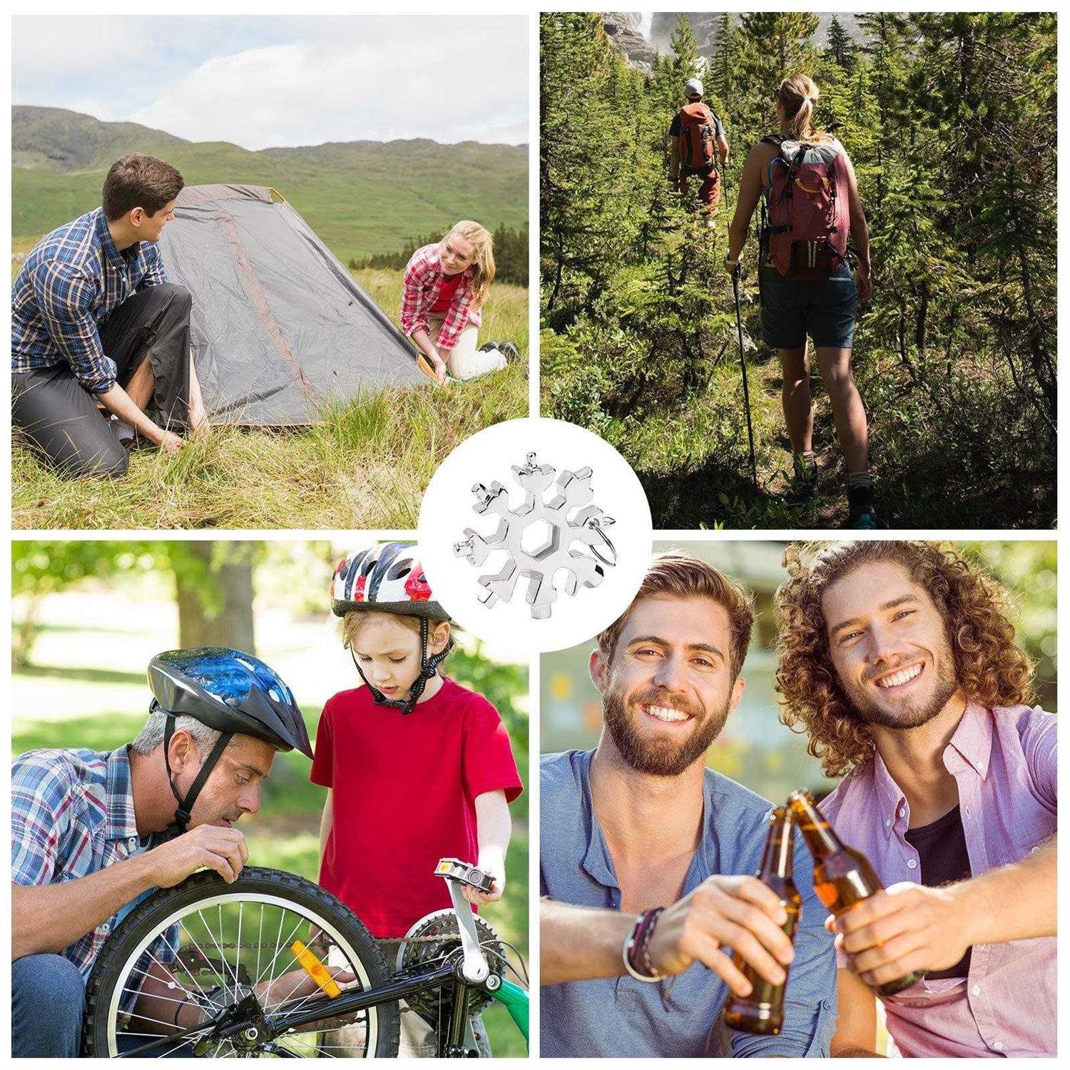 18-in-1 Snowflake Multi Tool, 4 Pack Stainless Steel Snowflake Bottle Opener/Flat Phillips Screwdriver Kit/Wrench, Durable and Portable to Take - Cheap Fitting