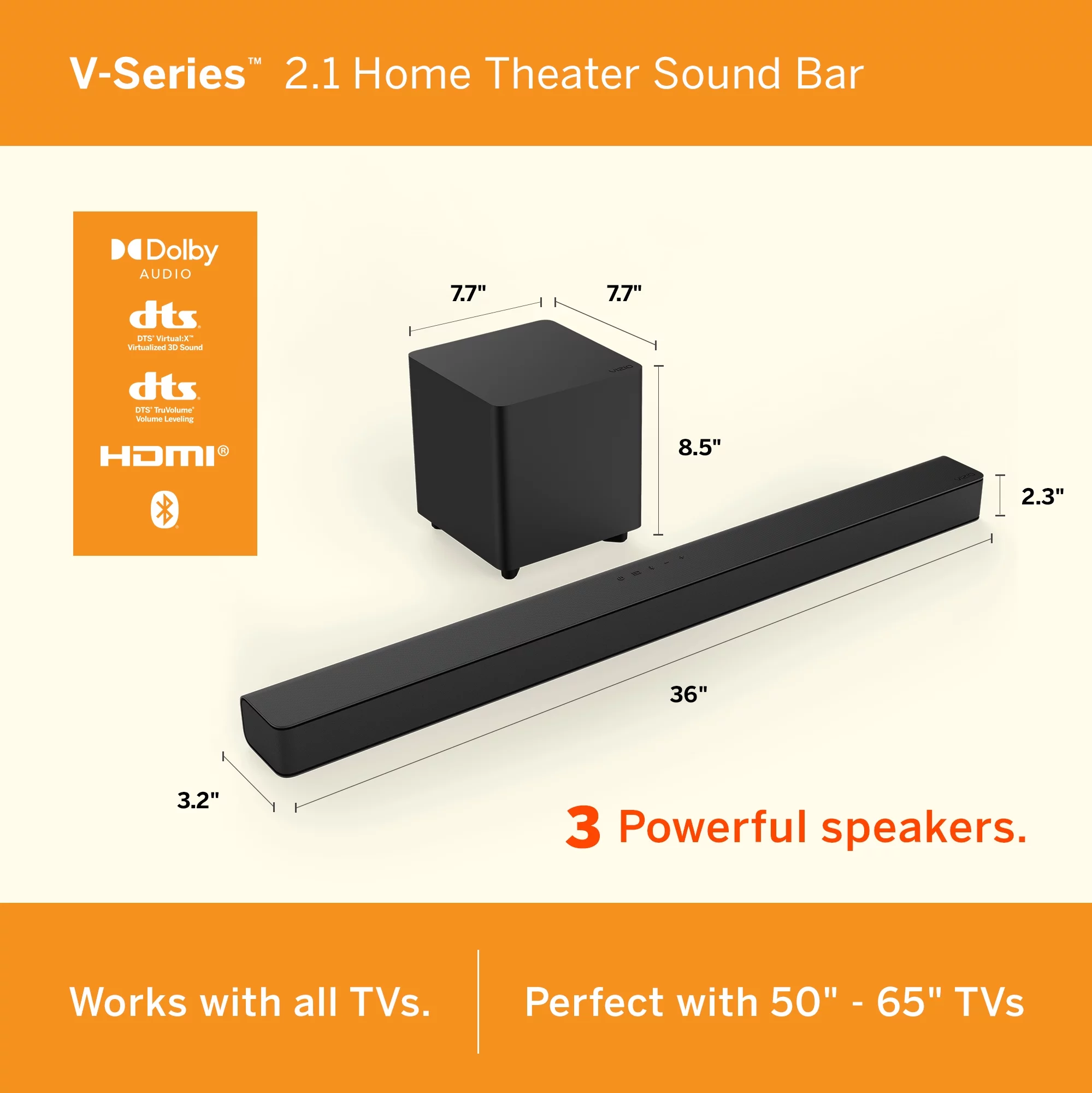 VIZIO V-Series 2.1 Home Theater Sound Bar with DTS Virtual:X, Bluetooth V21x-J8 - Cheap Fitting
