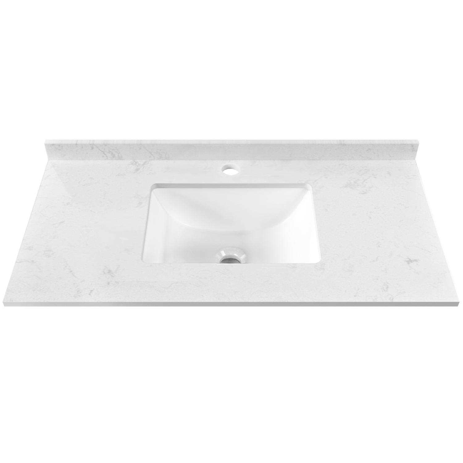 35 Ceramic Vanity Top with Sink Faucet Holes and Backsplash DeerValley - Cheap Fitting