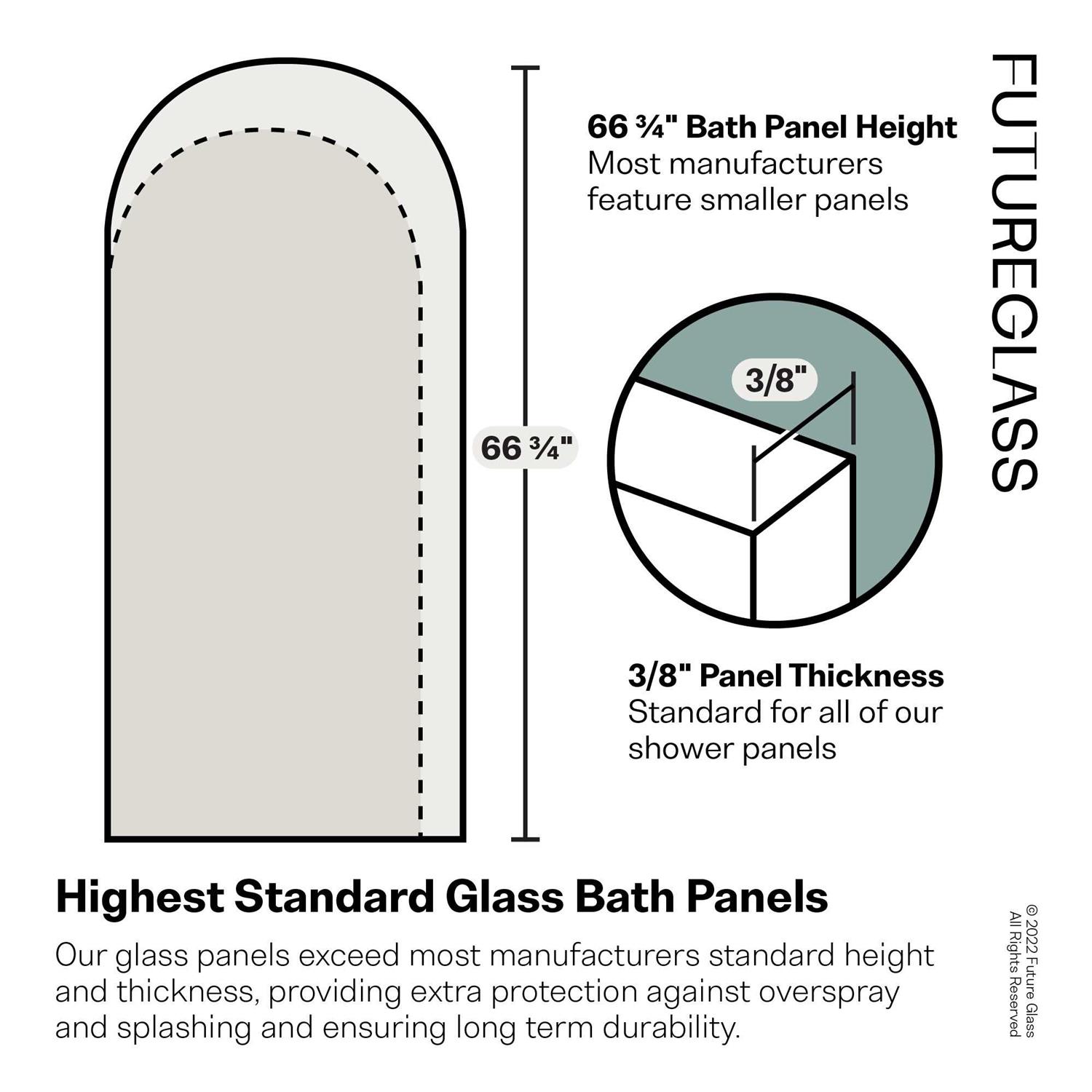 Glass Warehouse Venus 34 in. x 66.75 in. Single Fixed Frameless Arched Bathtub Panel B-ARC-34 - Cheap Fitting