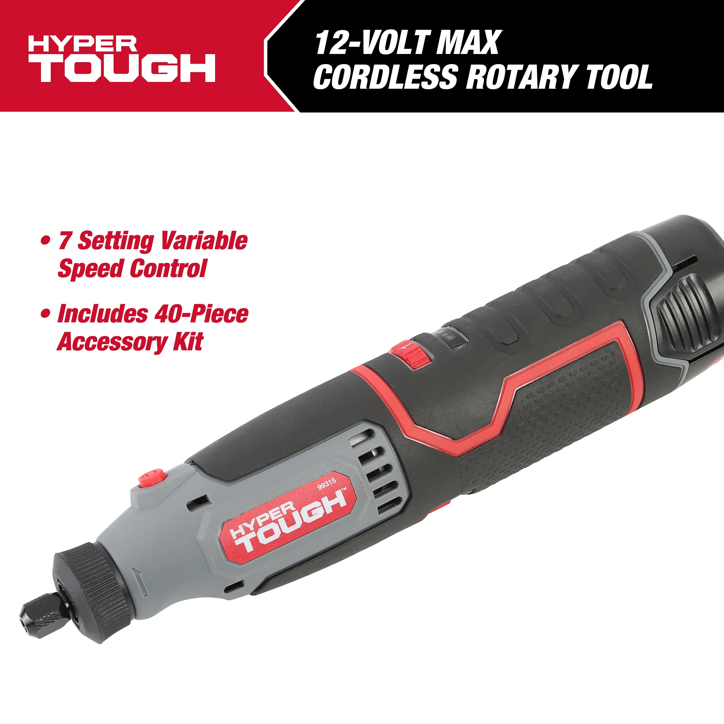Hyper Tough 12V Max* Lithium-Ion Cordless Variable Speed Rotary Tool, 40 Accessories, with 1.5Ah Battery and Charger, 99315 - Cheap Fitting