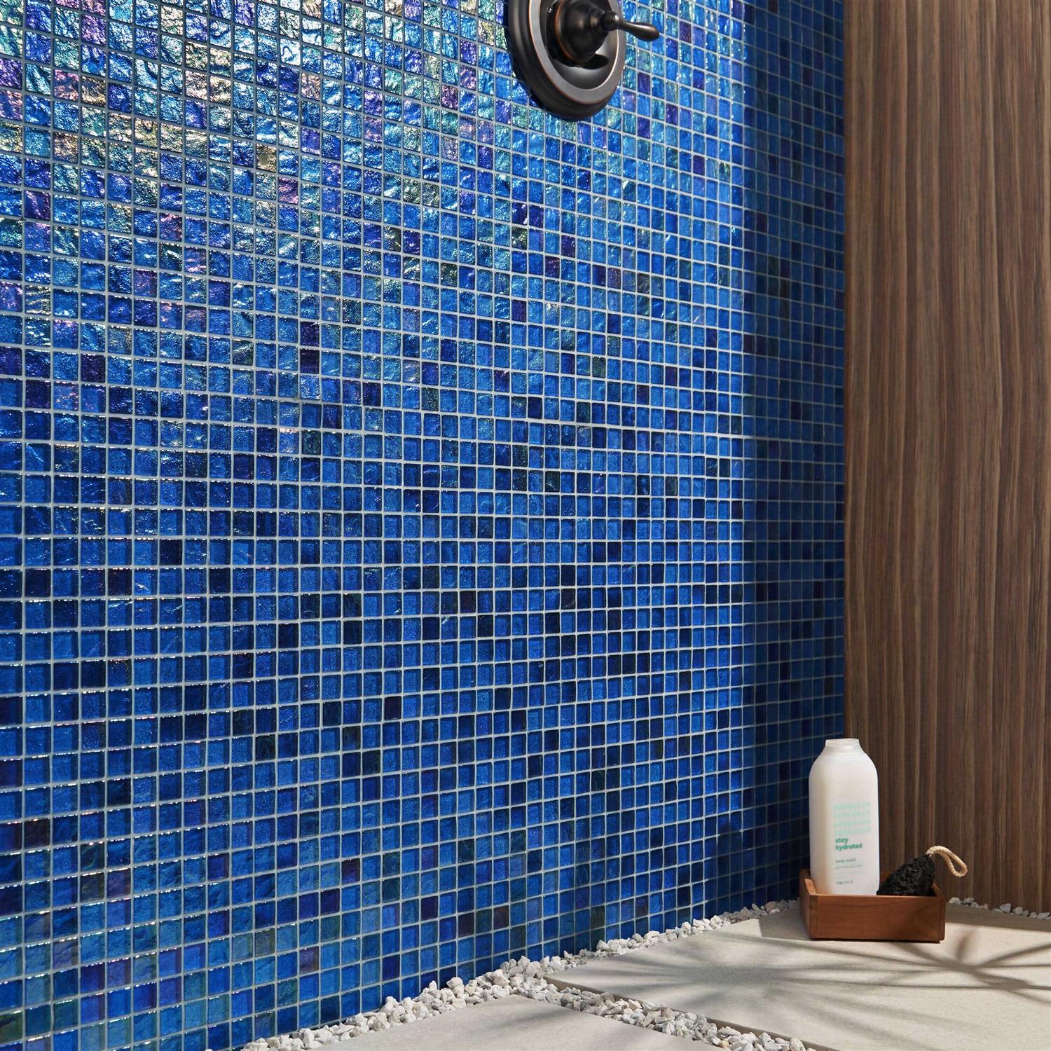 Ivy Hill Tile Speckle Blue 11.73 in. x 11.73 in. Polished Glass Wall Tile - Cheap Fitting