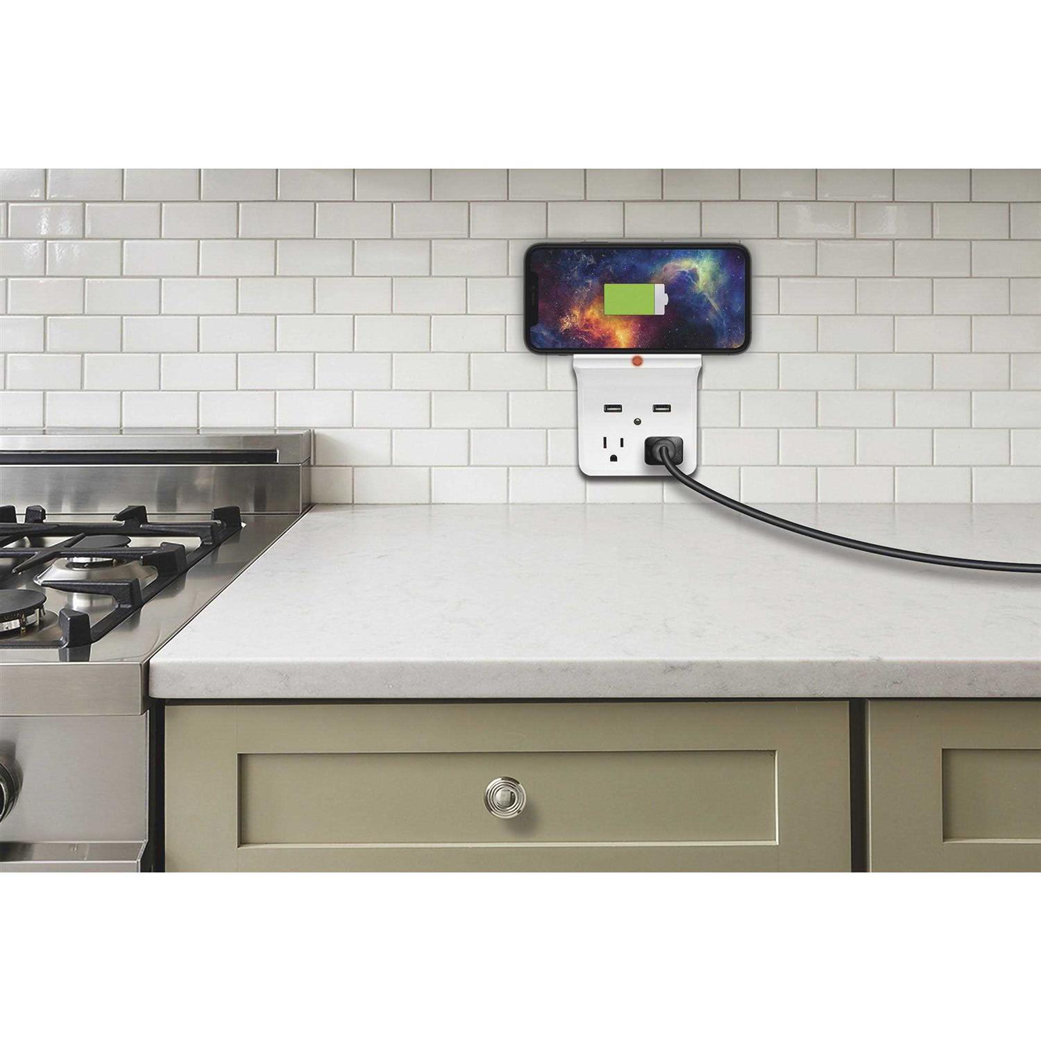 Prime PBUWC01 Wireless-Charging-Dock Wall Tap with 2 Outlets and Dual USB Charger - Cheap Fitting