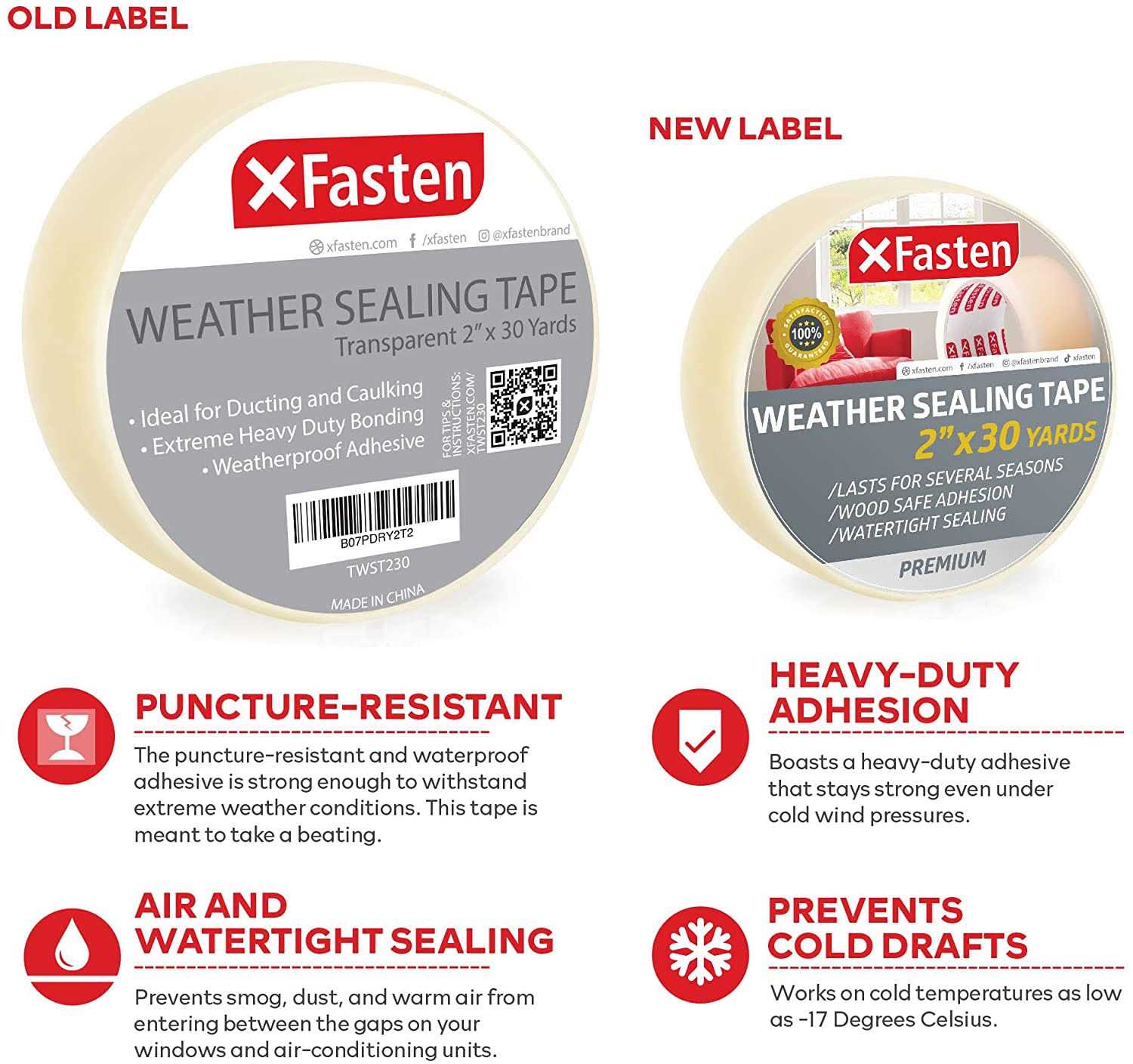 XFasten Transparent Door and Window Weather Stripping Tape - Cheap Fitting