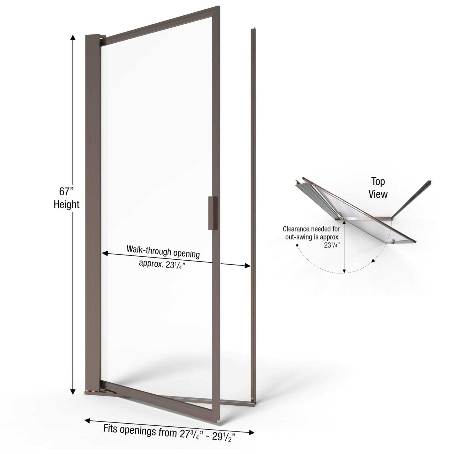 Basco Sopora 29.5” x 67” Pivot Framed Shower Door SOPN00A2967CLOR - Cheap Fitting