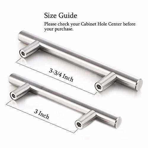 Drawer Pulls and Knobs SUNRIVER Cabinet Handles Brushed Nickel 26 Pack Kitchen Cabinet Pulls 10 Pack Cabinet Knobs 3 Hole Centers Cabinet - Cheap Fitting