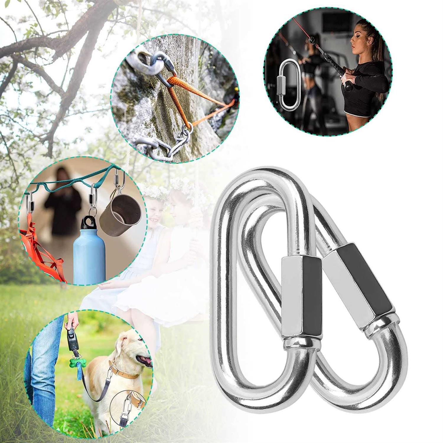 Quick Links Chain Heavy Duty Carabiner Clips Galvanized Thread Quick Link Hardware for Safety Chain Swing Gym - Cheap Fitting