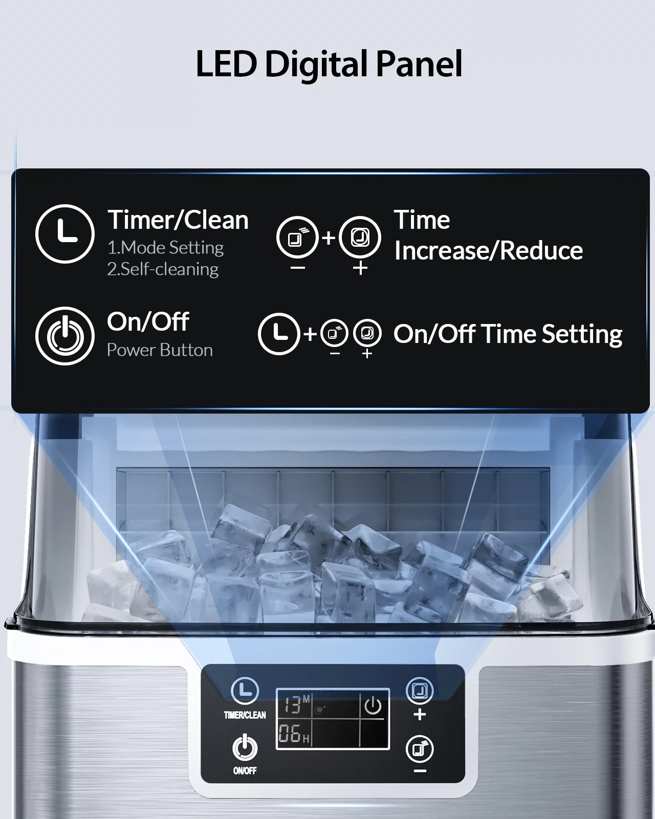 Countertop Ice Maker with 2 Ways to Add Water, 45lbs/24H, 24Pcs Ice Cubes in 13 Min, Self-Cleaning Ice Maker with Ice Scoop and Basket for Home Kitchen - Cheap Fitting