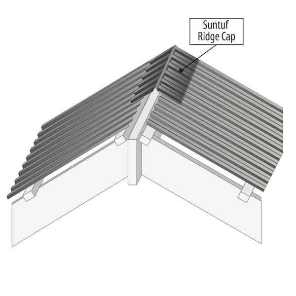 Suntuf 4 ft. Polycarbonate Ridge Cap Flashing in Solar Gray - Cheap Fitting