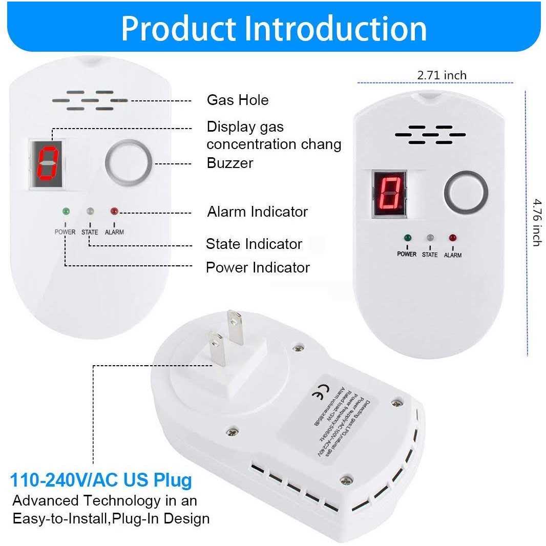 Eksahol Propane Natural Digital Gas Detector Gas Leak Detection Home Gas Alarm - Cheap Fitting