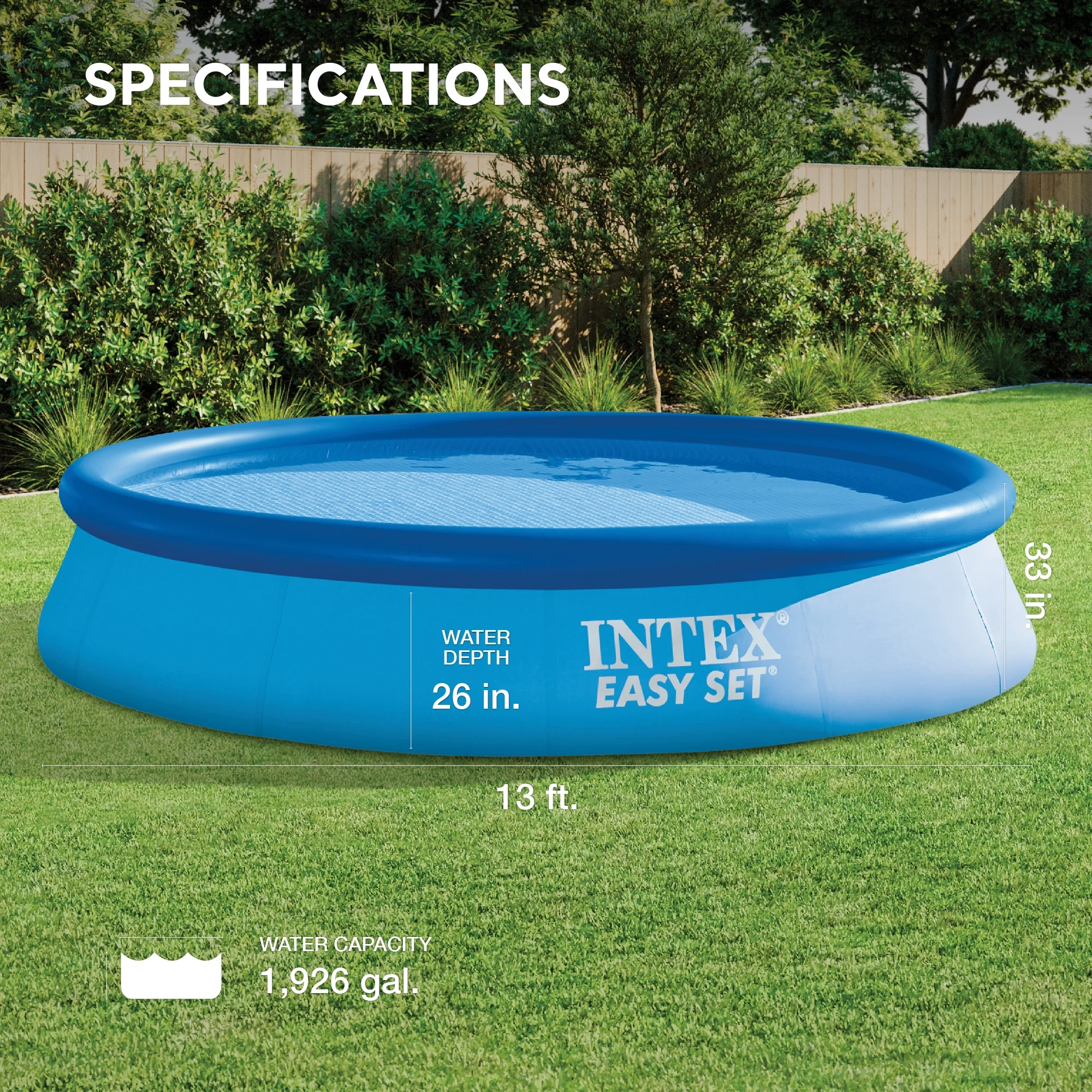 Intex - Easy Set Pool with Filter, 13 Feet x 33 Inches - Cheap Fitting
