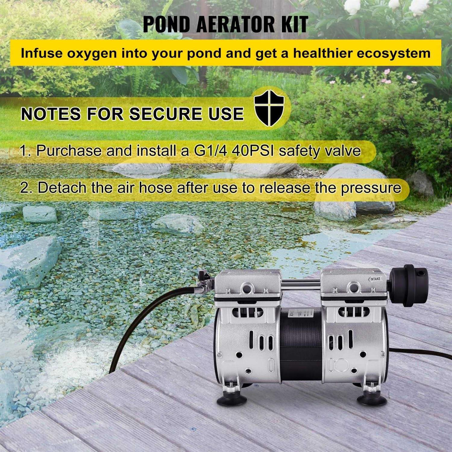 VEVOR Pond Aerator Lake Pond Aeration Kit with 34 Hp Pump 100 Tube 10 Diffuser SXPQXTCQ12HP2IY6EV1 - Cheap Fitting