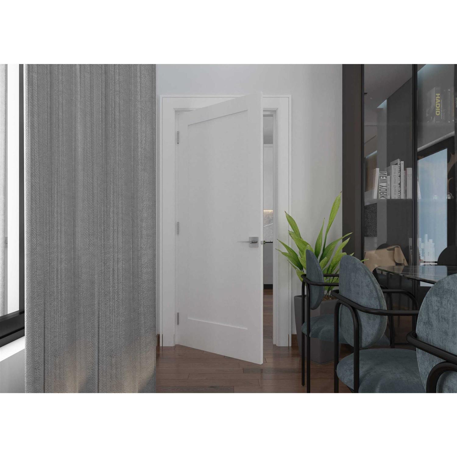 RESO 80 in. Right-Handed Solid Core White Primed Composite Single Prehung Interior Door Hinges - Cheap Fitting