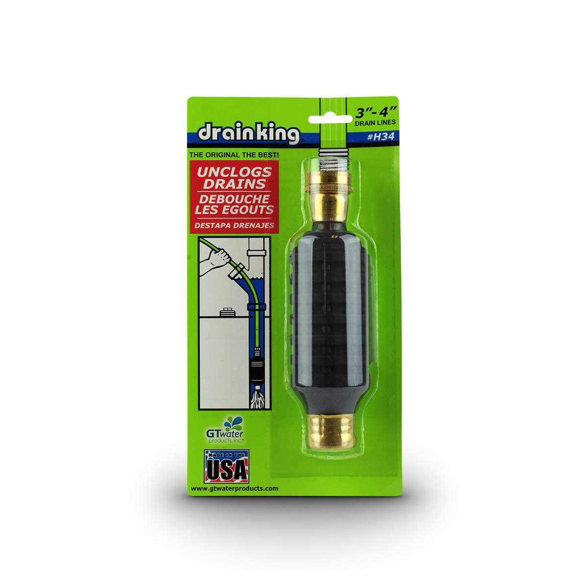 Drain King H34 Unclogs Sewer Lines, Main, and Outside Deck Drains - Cheap Fitting