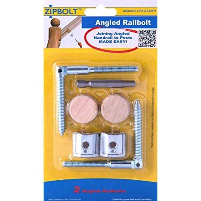 Zipbolt 11.560 Angled Railbolt — Angled Staircase Handrail to Newel Post Connector For Lower Connection, Residential and Commercial Installation - Cheap Fitting